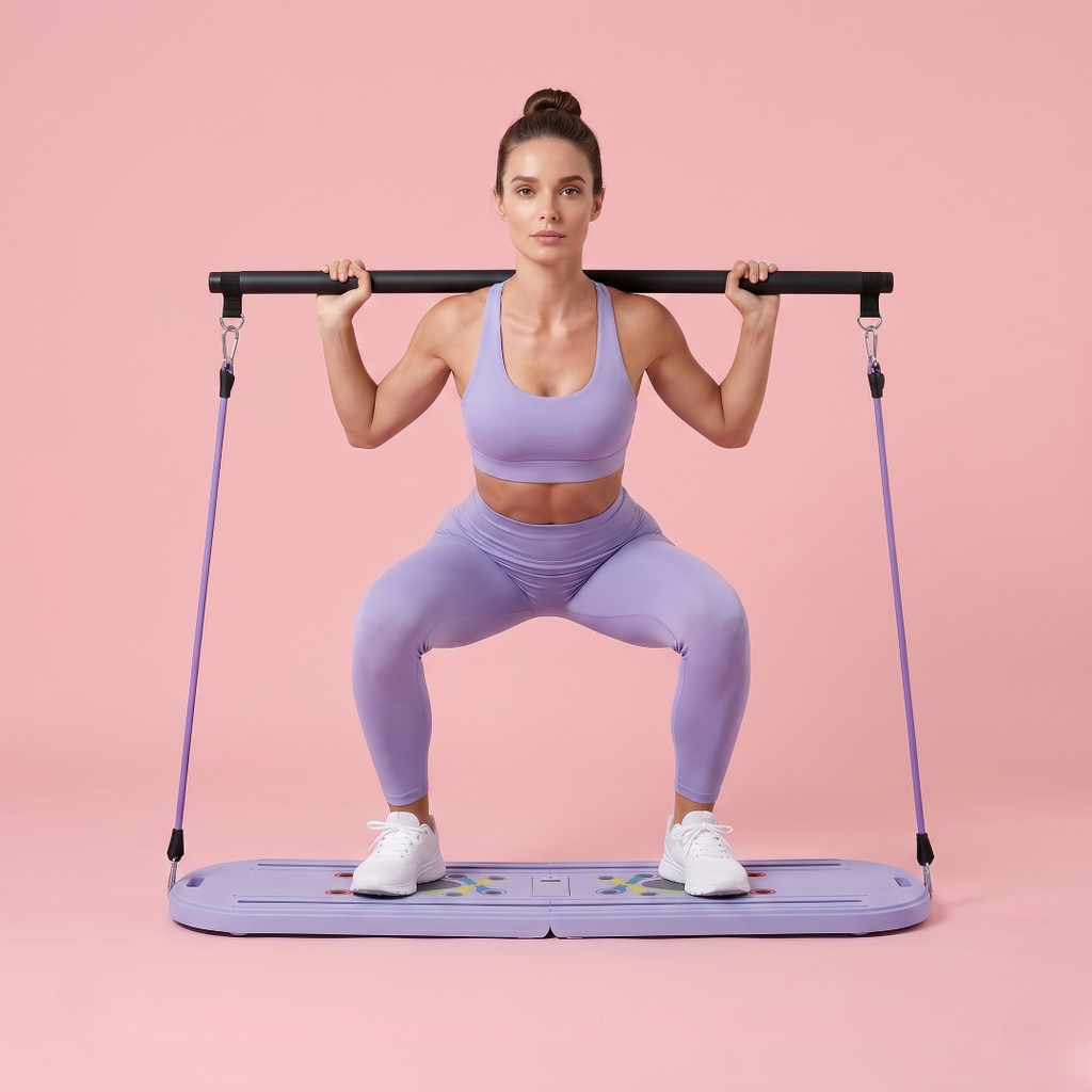 Draagbare Pilates Reformer PRO – Bar + Plank & Weerstand